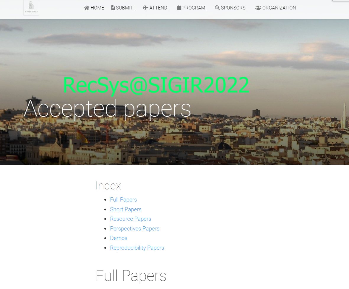 115 Papers accepted at SIGIR 2022 RS_c